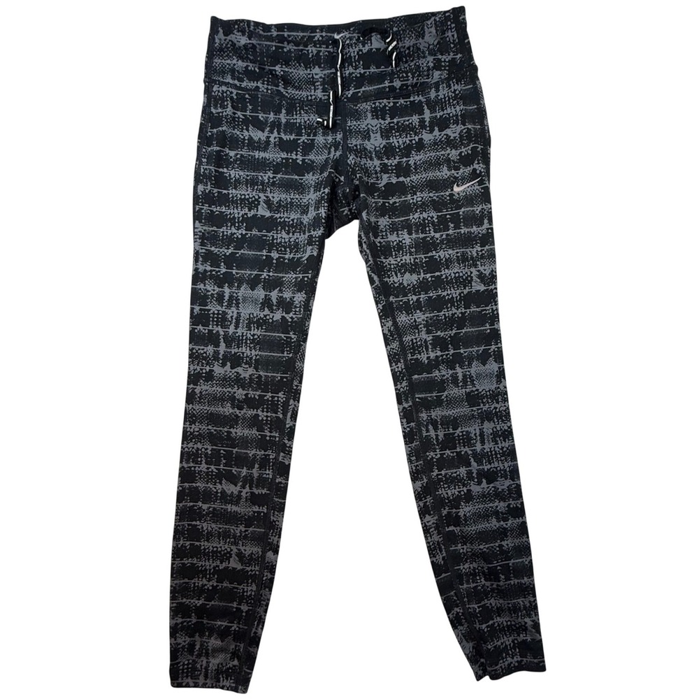 Nike Dri-FIT‎ Women's Athletic Leggings Black Grey Snake Print Size Small